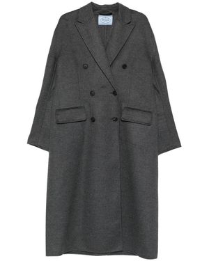 Prada Double-Breasted Coat - Grey