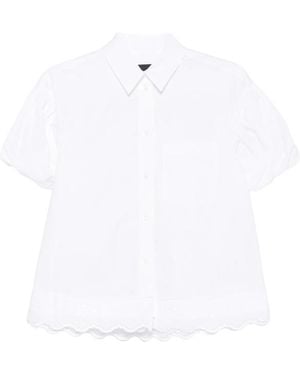 Simone Rocha Scalloped-Hem Puff-Sleeve Shirt - White