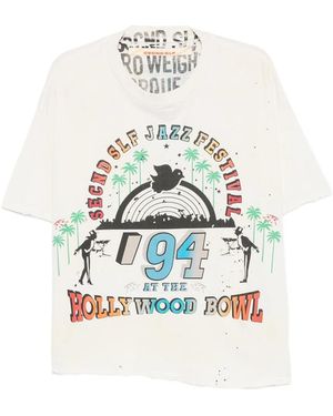 Secnd Slf Graphic-Print Distressed T-Shirt - White