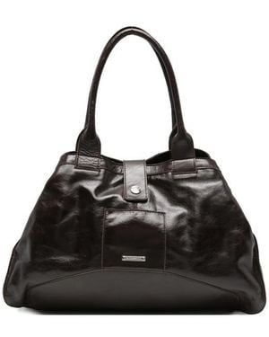 Paloma Wool Big Guida Glossy-Finish Paneled Tote Bag - Black