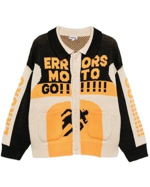 House of Errors Logo-Intarsia Knitted Cardigan - Black