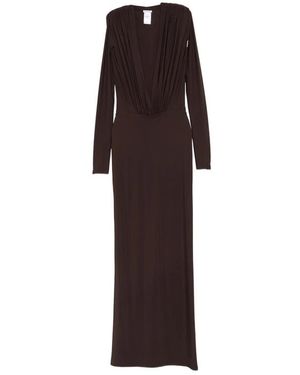 Amazuìn Rasha V-Neck Ruched Maxi Dress - Brown