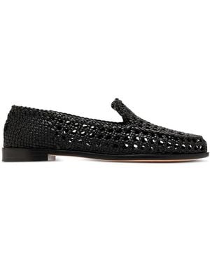 Dragon Diffusion Woven Leather Loafers - Black