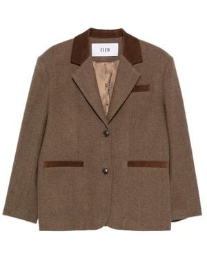 ELEH Corduroy-Trim Blazer - Brown