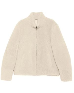 Eraldo High-Neck Shearling Jacket - Natural