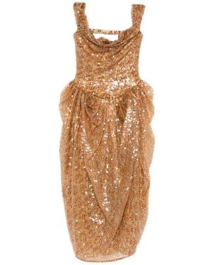 Vivienne Westwood Sequin-Embellished Draped Dress - Brown