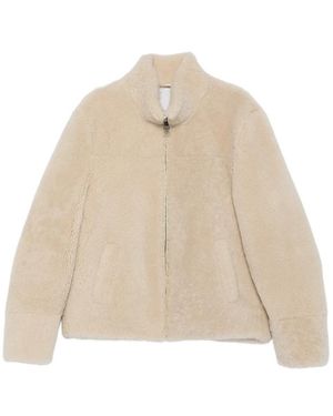 Eraldo High-Neck Shearling Jacket - Natural