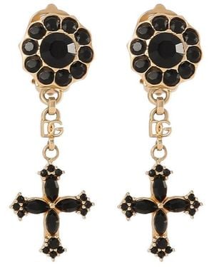 Dolce & Gabbana Rhinestone Clip Earrings - Black