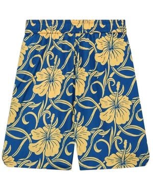 Drole de Monsieur Hibiscus Floral Shorts - Blue