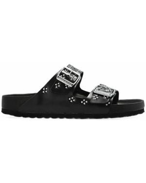 Birkenstock Arizona Rivet-Border Small Natural-Leather Sandals - Black