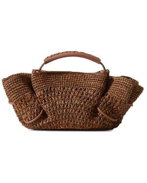 Hereu Mini Arta Crochet Raffia Tote Bag - Brown