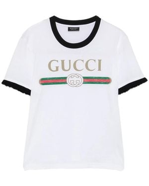 Gucci Logo-Print Cotton-Jersey T-Shirt - White