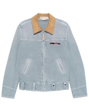 Marni Contrast-Collar Zip-Fastening Jacket - Blue