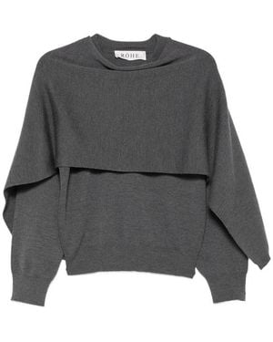 Rohe Cape-Overlay Knitted Sweater - Gray