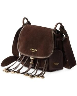 Prada Corsaire Suede Mini Shoulder Bag - Brown