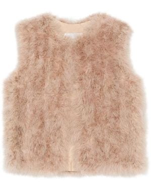 Yves Salomon Feather-Trimmed Sleeveless Waistcoat - Natural