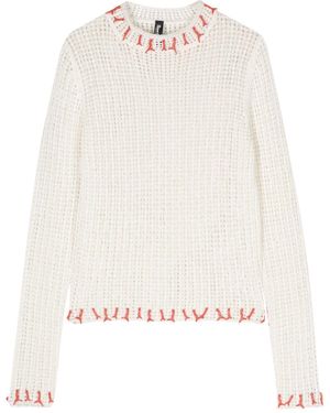 Reina Olga Contrasting-Charms Open-Knit Jumper - White