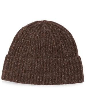 Lisa Yang Ribbed-Knit Beanie Hat - Brown