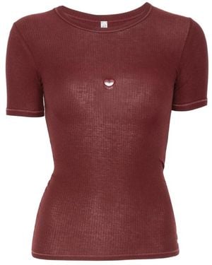 Baserange Heart-Cutout Ribbed T-Shirt - Red