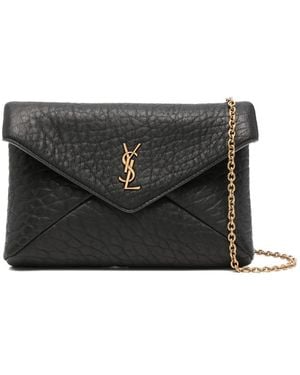 Saint Laurent Logo-Plaque Shoulder Bag - Black