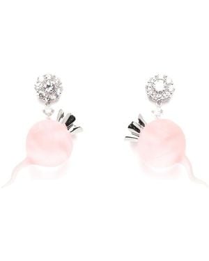 YVMIN Flower-Embellishment Drop Earrings - Pink