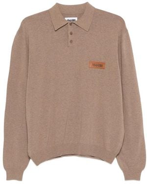 Magliano Long-Sleeve Logo-Patch Polo Shirt - Brown