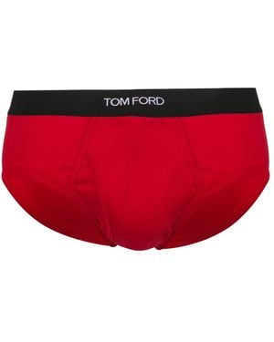 Tom Ford Classic Logo Waistband Briefs - Red