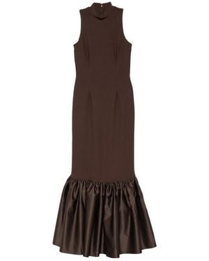 ROTATE BIRGER CHRISTENSEN Ruffled-Trim Sleeveless Maxi Dress - Brown