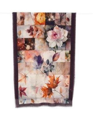 D'Aniello Leaf-Print Frayed Scarf - Brown