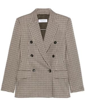 Max Mara Houndstooth Double-Breasted Jacket - Brown