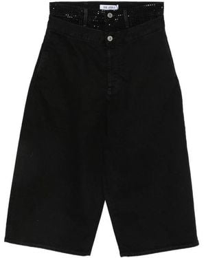The Attico Wide-Leg Cropped Jeans - Black