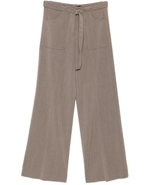 The Seafarer Belted Wide-Leg Pants - Gray