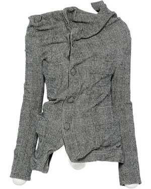 Junya Watanabe Check-Pattern Draped Jacket - Gray