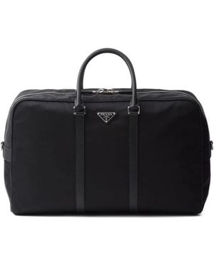 Prada Re-Nylon And Saffiano Leather Duffel Bag - Black
