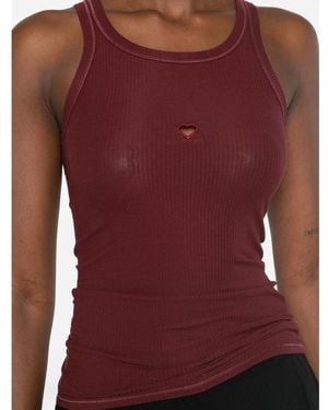 Baserange Heart Ribbed-Knit Tank Top - Red