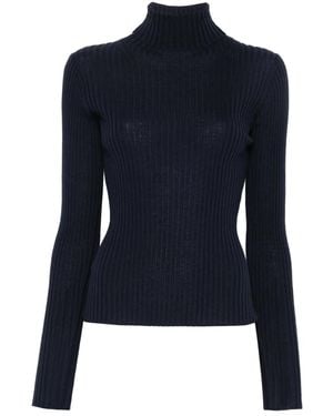 Soeur Ribbed High-Neck Sweater - Blue