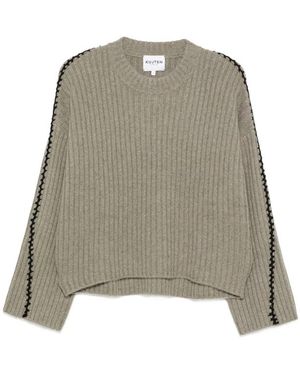 Kujten Ribbed Whipstitch-Trim Jumper - Green