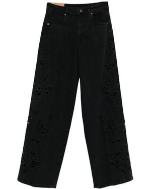 FARM Rio Floral-Appliqué Five-Pockets Jeans - Black