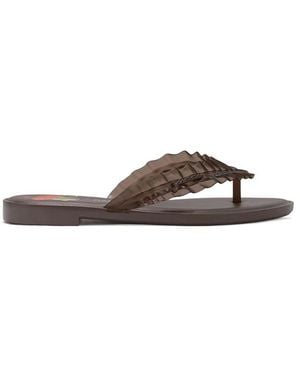 Ganni X Melissa Ruffled-Strap Flip-Flops - Brown