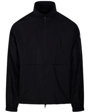 Moncler High Collar Nylon Jacket With Zip Pockets For - Black