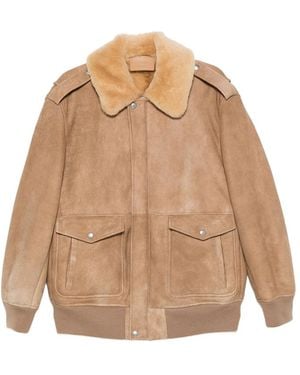 Prada Suede Bomber Jacket - Natural