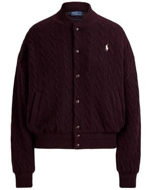 Ralph Lauren Buttoned Cable-Knit Cardigan - Purple