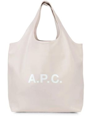 A.P.C. A. P.C. Ninon Logo-Print Tote Bag - Natural