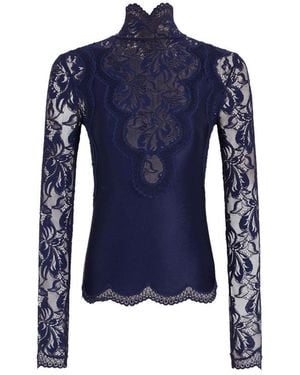 Rabanne Long-Sleeved Lace Top - Blue