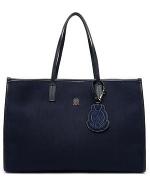 Tommy Hilfiger Handtasche Th City Large Tote Melton Aw0Aw18215 - Blau