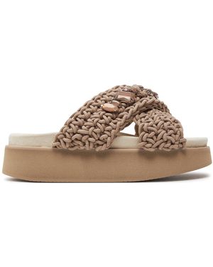 Inuikii Pantoletten Woven Stones Platform 70103-106 - Braun