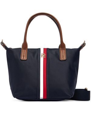 Tommy Hilfiger Handtasche Popette Mini Tote Corp Aw0Aw19025 - Blau