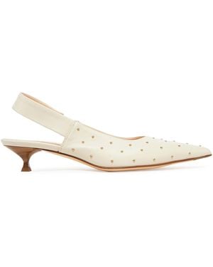 Agl Attilio Giusti Leombruni Leder Sling-Back Kitten Heel Pumps - Weiß