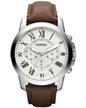 Fossil Uhr Grant Leder Braun - Mettallic