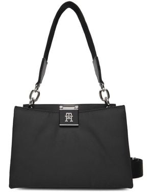Tommy Hilfiger Handtasche Th Her Med Satchel Nylon Sv Aw0Aw18200 - Schwarz